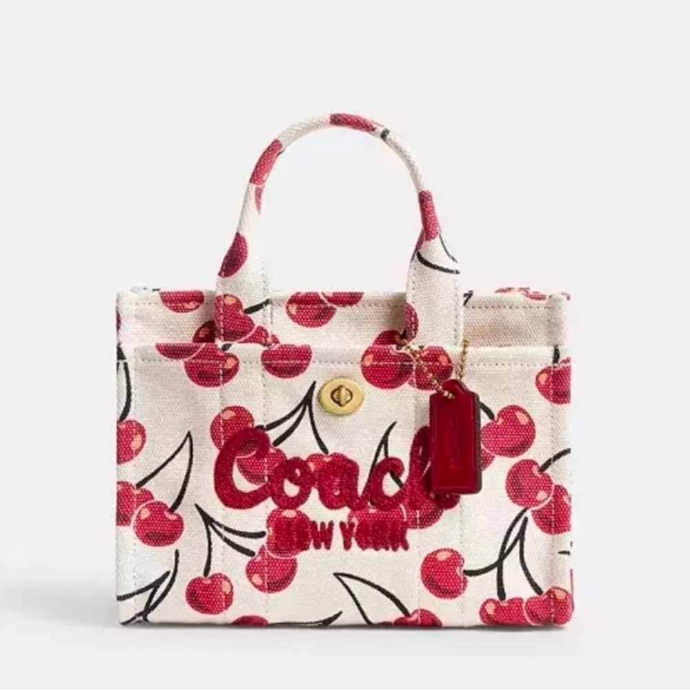Coach Cherry Print Medium Tote Bag in Red/White. No longer sold in stores.
